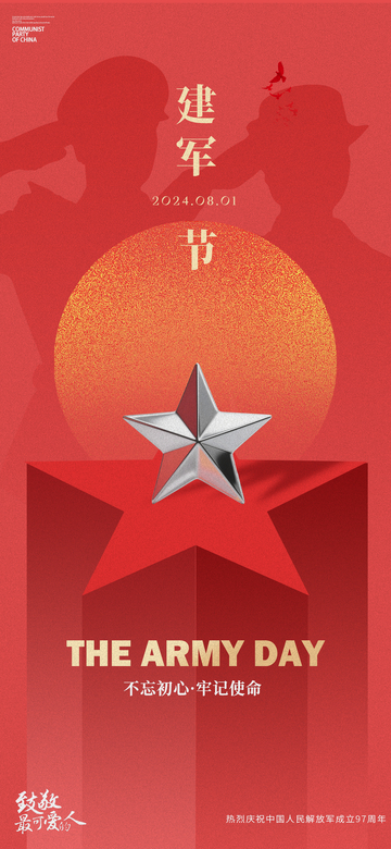 建军节红色主题海报