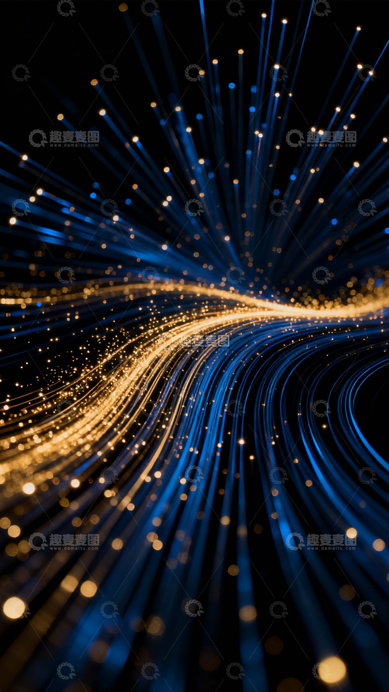 高清大图下载【趣麦麦图】-深蓝中绽放的金芒光轨3