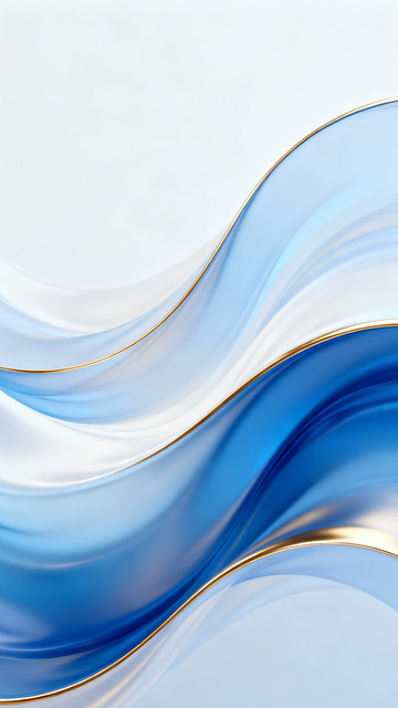 蓝白柔波裹金边的清透境2