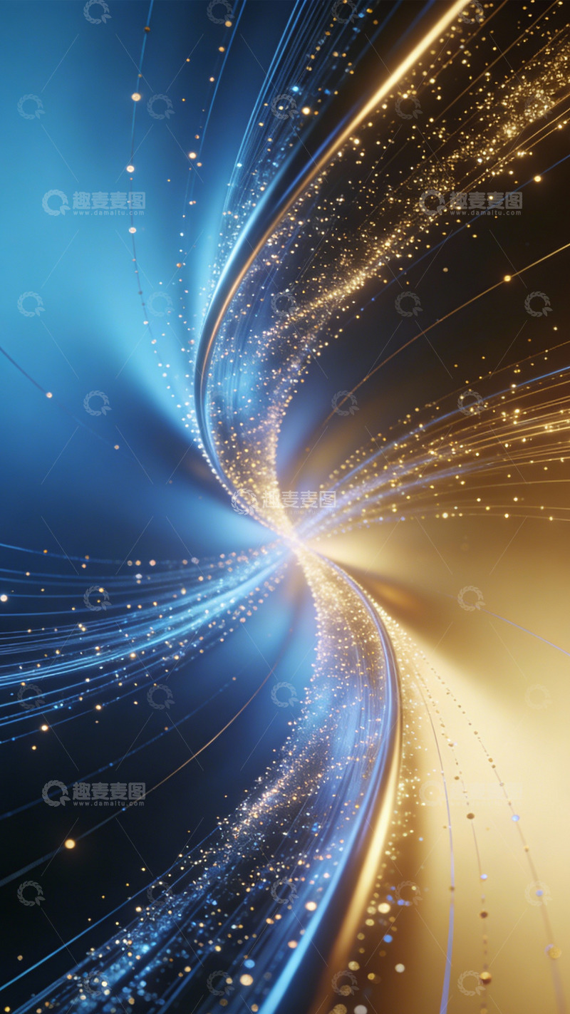高清大图下载【趣麦麦图】蓝金交织的光轨穿梭境1
