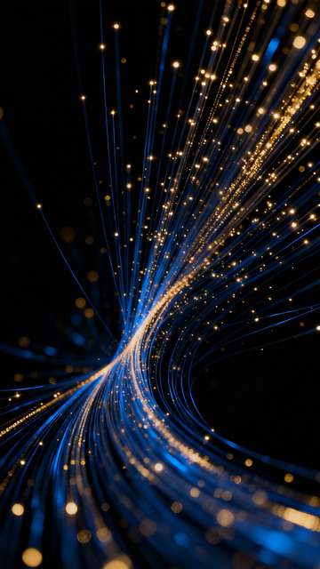 深蓝中绽放的金芒光轨