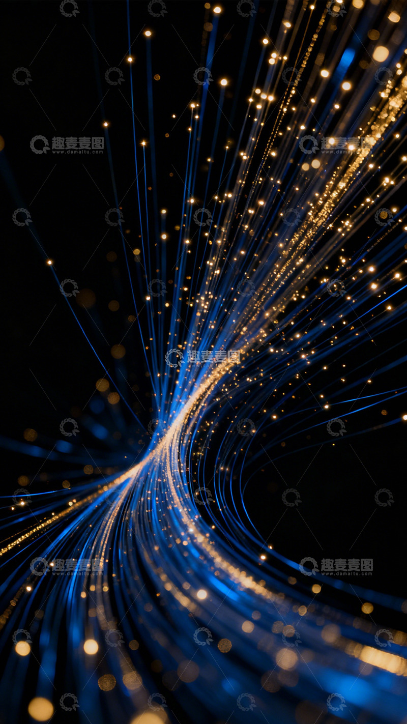 高清大图下载【趣麦麦图】-深蓝中绽放的金芒光轨