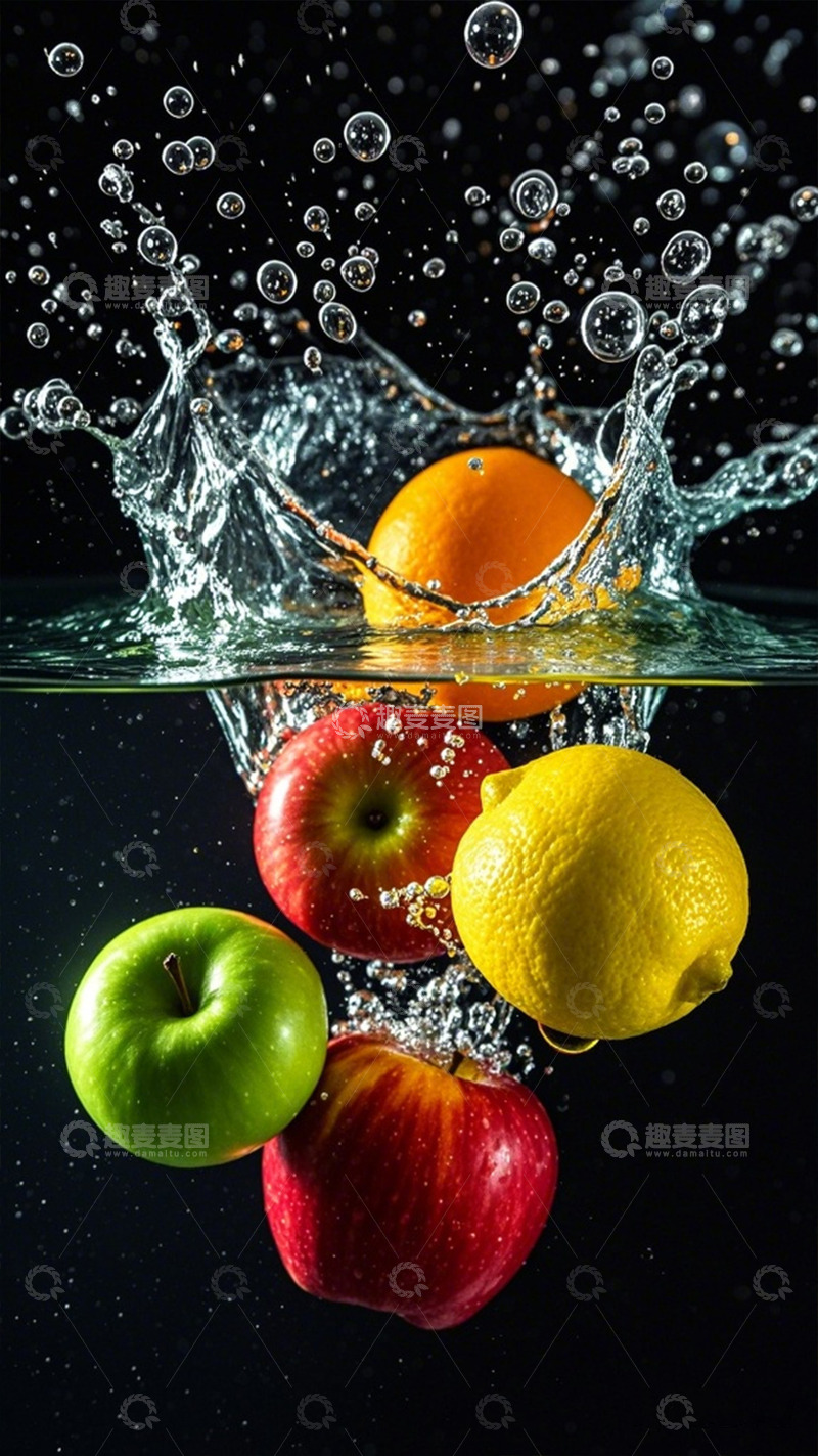 高清大图下载【趣麦麦图】动感水果水花摄影作品