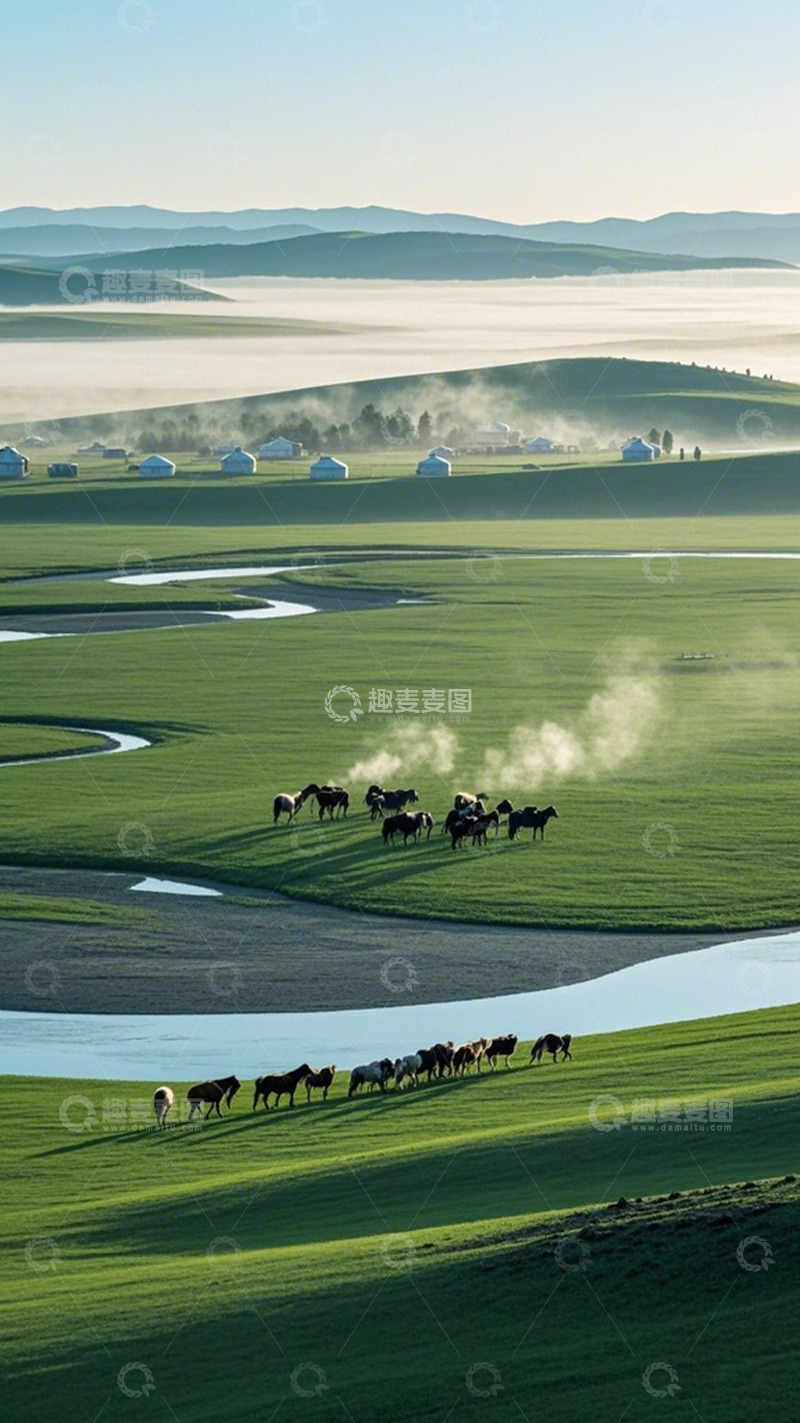 高清大图下载【趣麦麦图】草原马群风光摄影