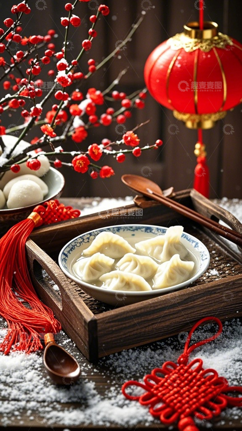 高清大图下载【趣麦麦图】春节饺子喜庆氛围美食摄影