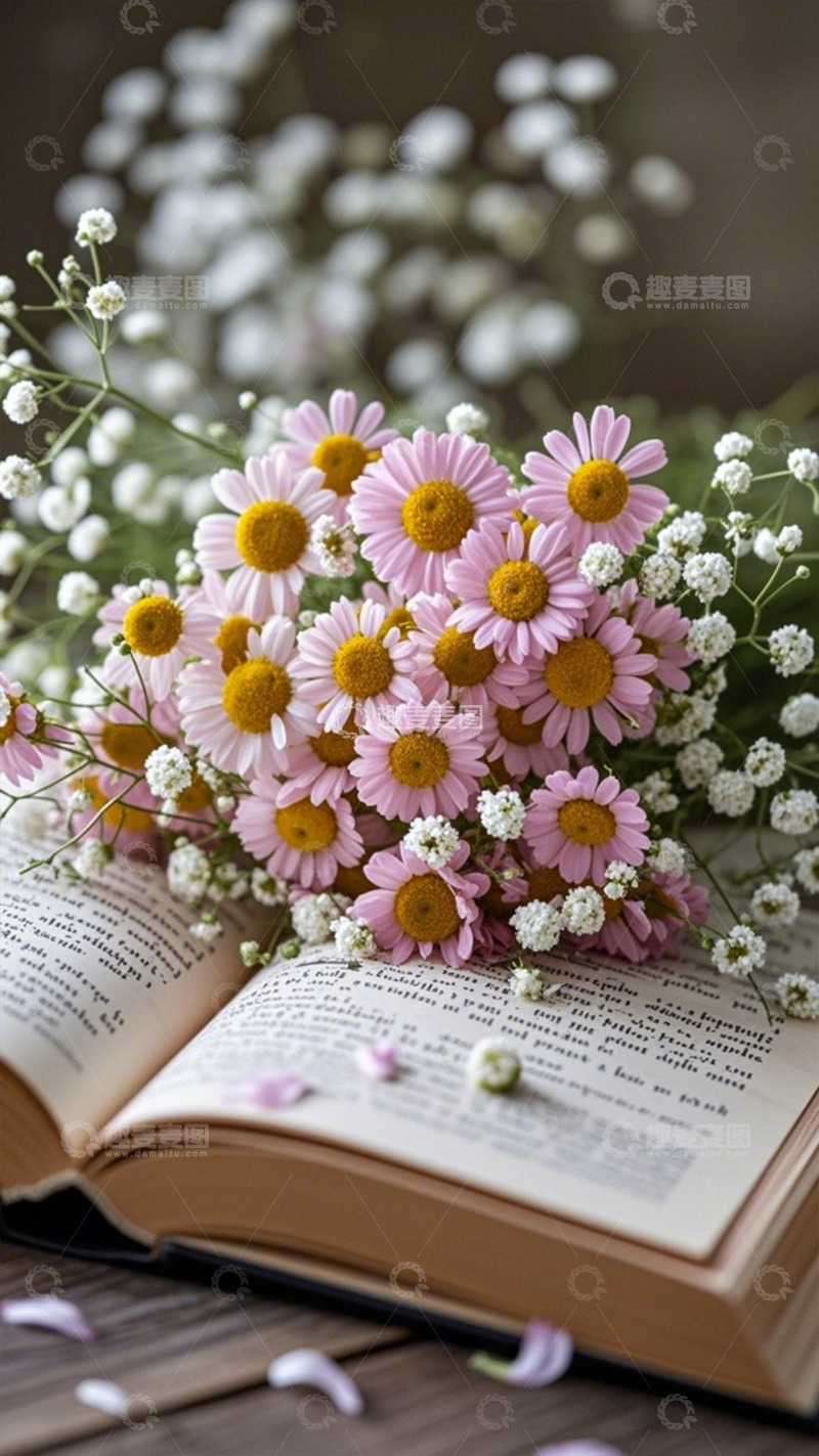 高清大图下载【趣麦麦图】书香花韵静物摄影
