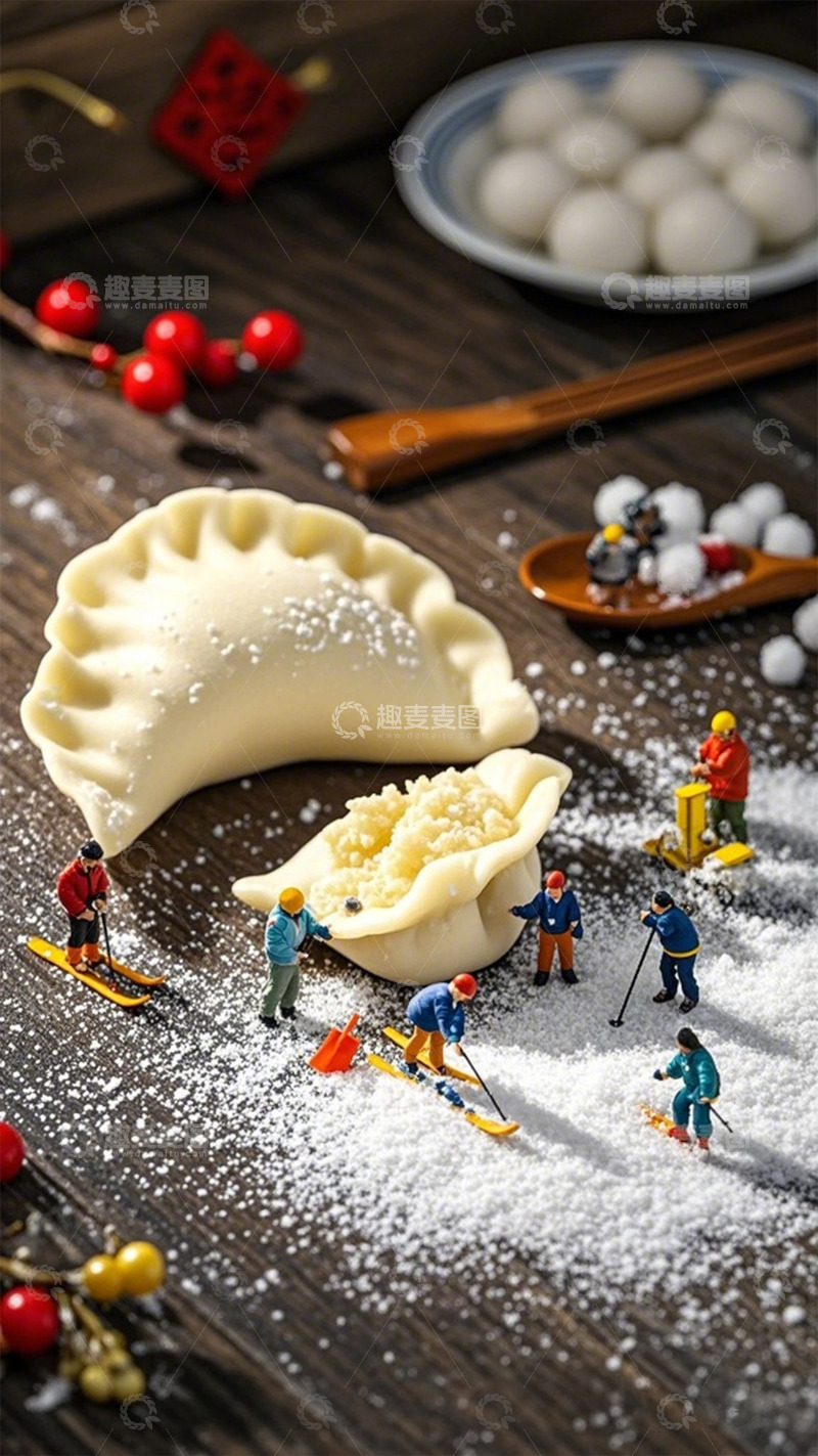 高清大图下载【趣麦麦图】创意汤圆迷你人偶场景