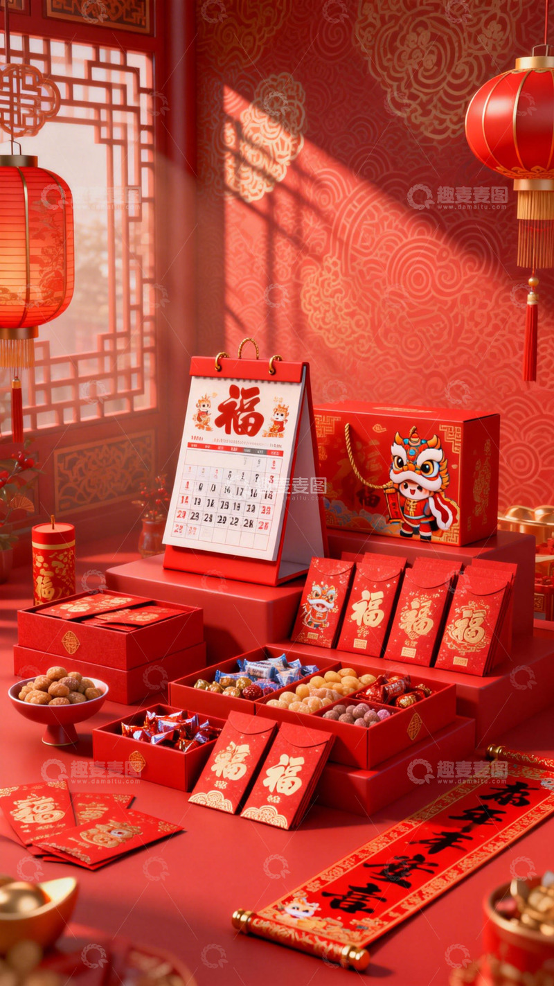 高清大图下载【趣麦麦图】春节喜庆布置红色装饰素材