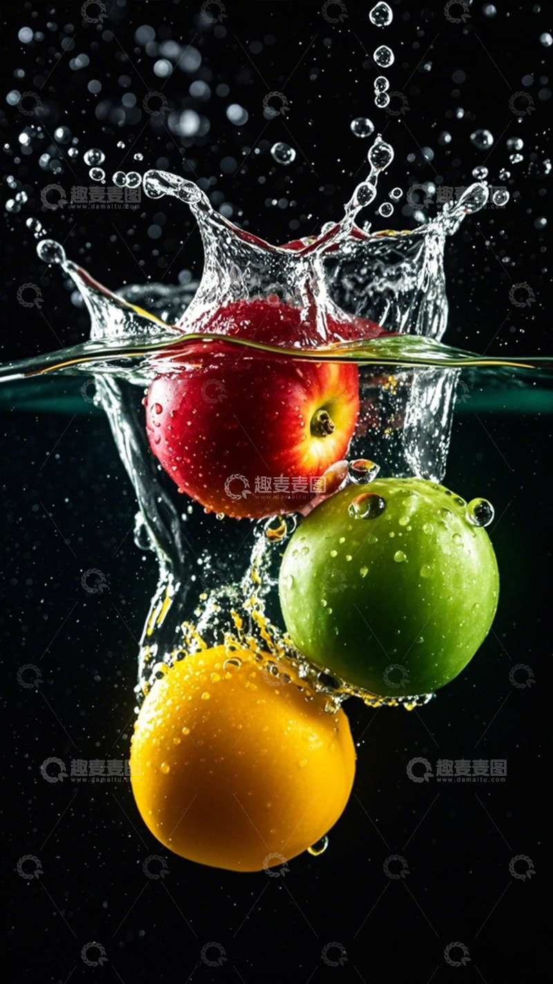高清大图下载【趣麦麦图】高速摄影水果入水瞬间
