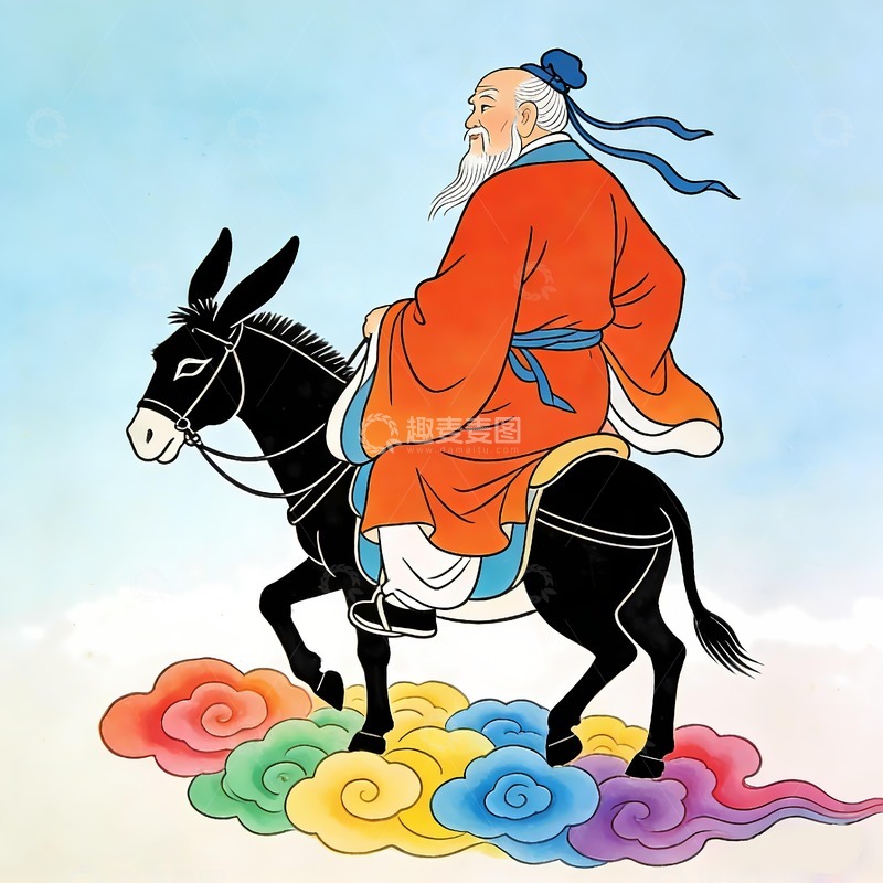 高清大图下载【趣麦麦图】骑驴的张果老