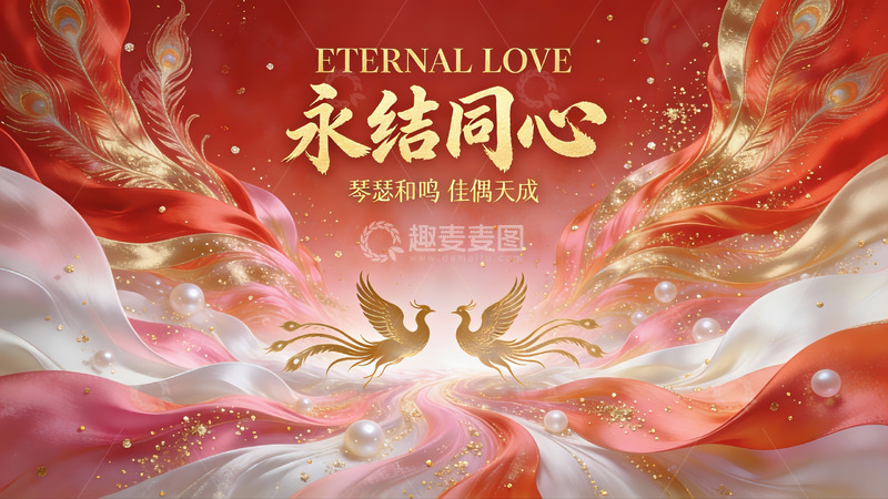 高清大图下载【趣麦麦图】龙凤呈祥婚礼庆典背景3