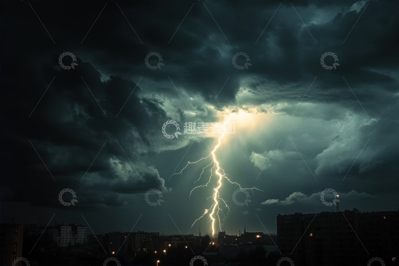 高清大图下载【趣麦麦图】天空中的闪电闪光