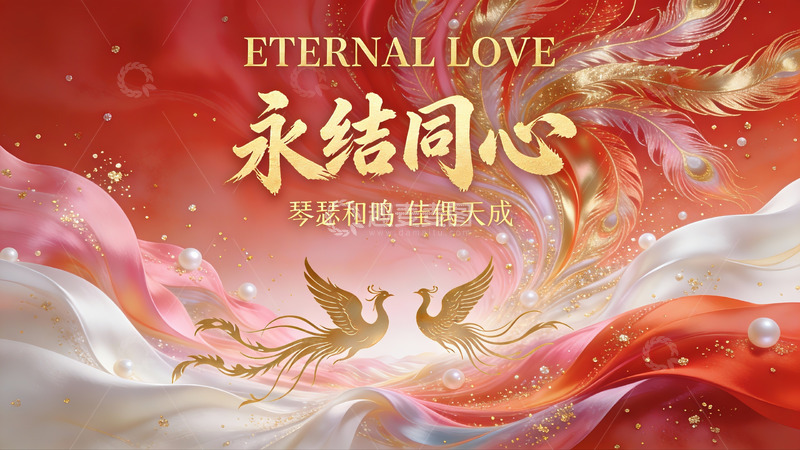 高清大图下载【趣麦麦图】龙凤呈祥婚礼庆典背景2