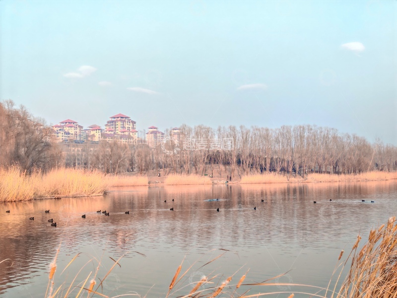 高清大图下载【趣麦麦图】-湖畔建筑风光