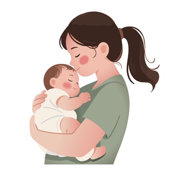 母爱温馨插画婴儿与母亲