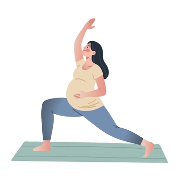 卡通孕妇瑜伽姿势插画