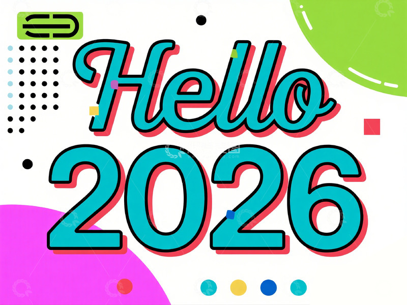 高清大图下载【趣麦麦图】多彩风格新年祝福平面设计素材