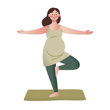 孕妇瑜伽树式插画