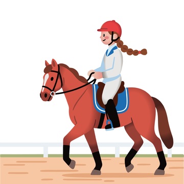 卡通骑马女孩矢量插画素材