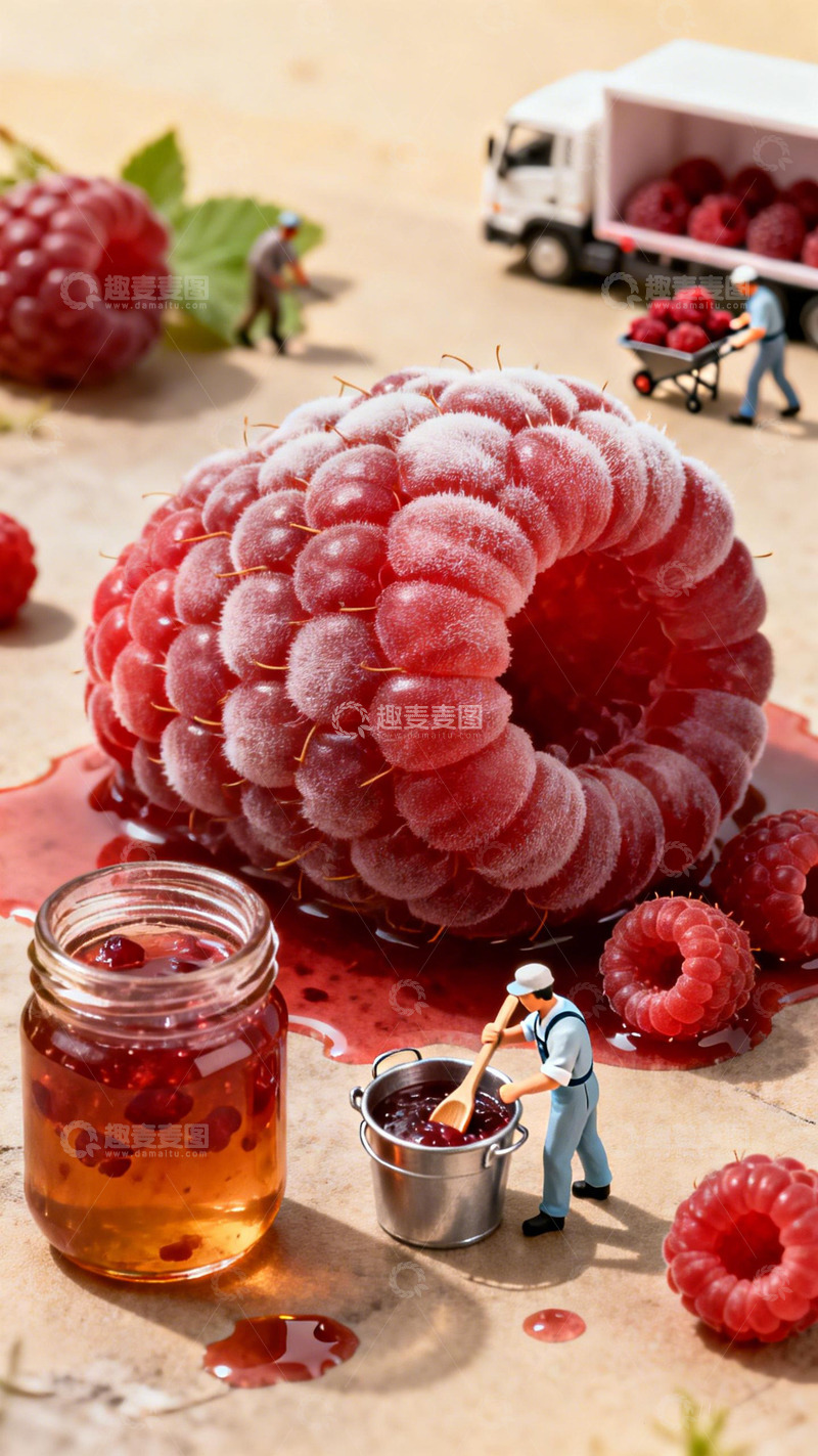 高清大图下载【趣麦麦图】创意摄影红莓果酱制作场景