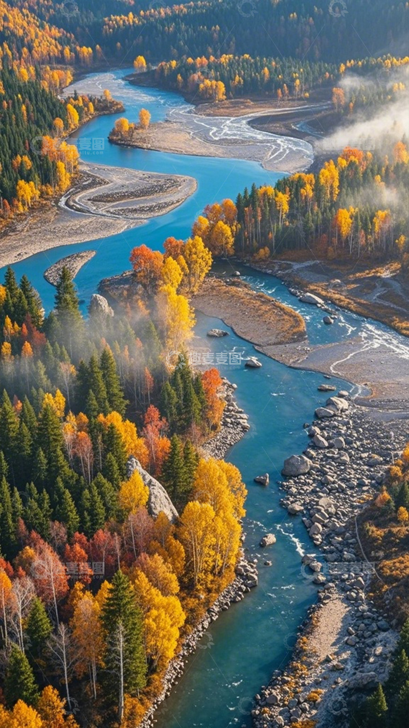 高清大图下载【趣麦麦图】秋日河湾风光摄影