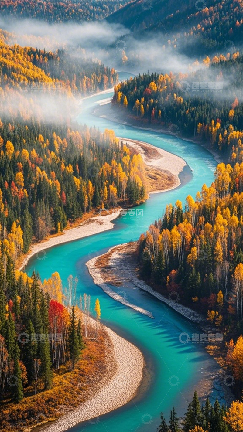 高清大图下载【趣麦麦图】-秋意河流风光摄影