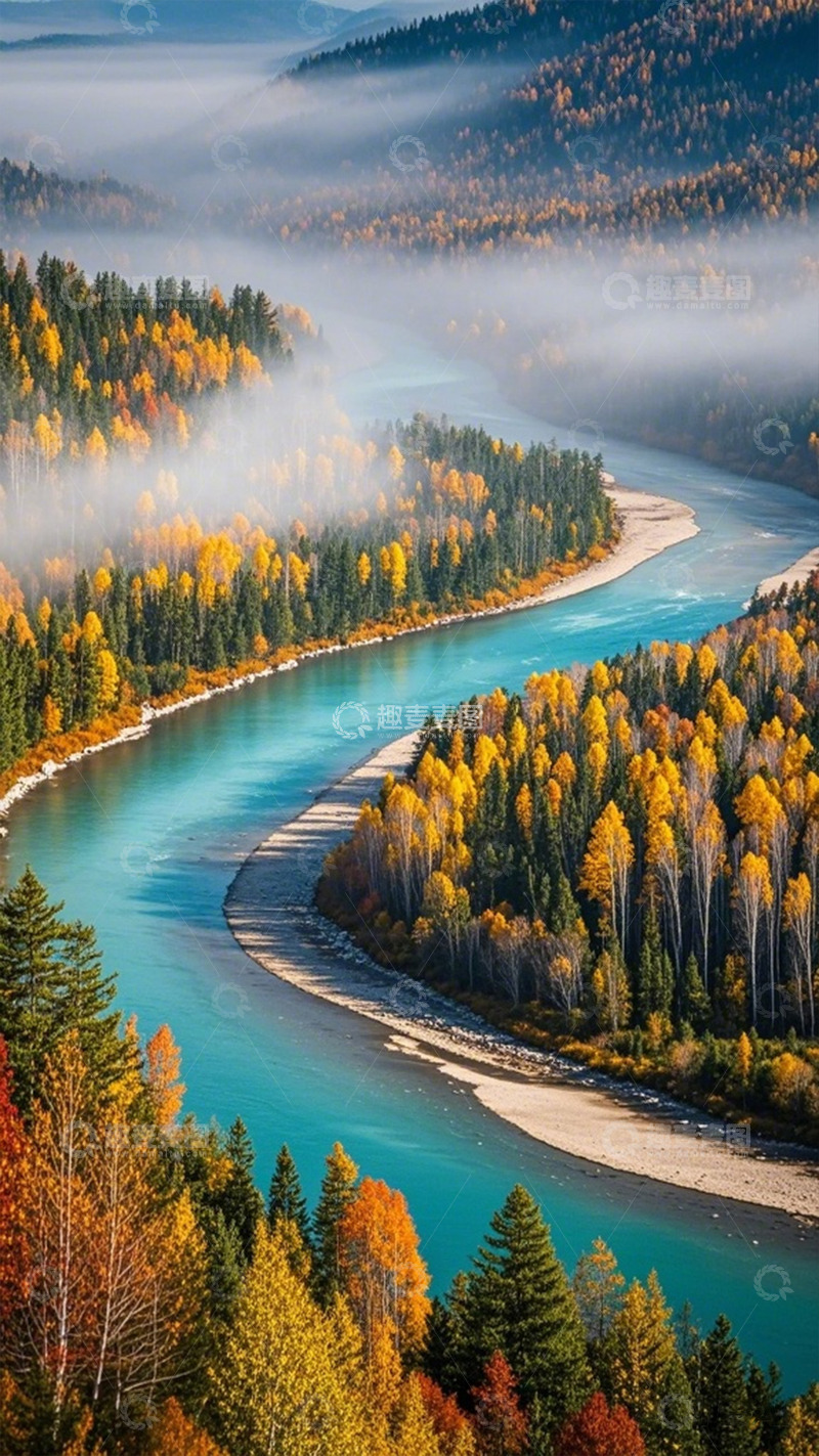 高清大图下载【趣麦麦图】秋意浓山水画卷