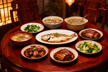 中式圆桌美食盛宴