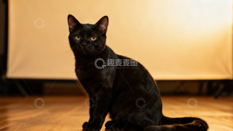 高清大图下载【趣麦麦图】可爱黑猫027