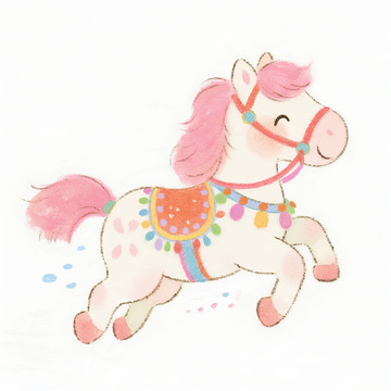 卡通小马插画玩具设计素材