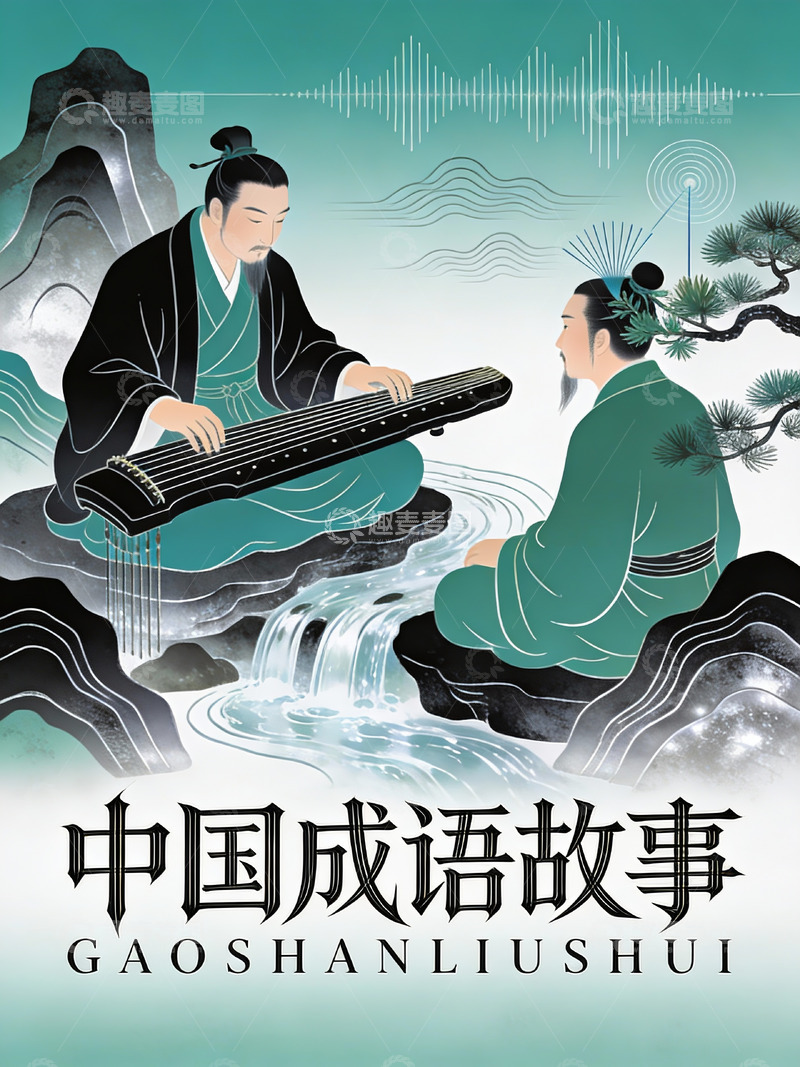 高清大图下载【趣麦麦图】高山流水遇知音的雅韵