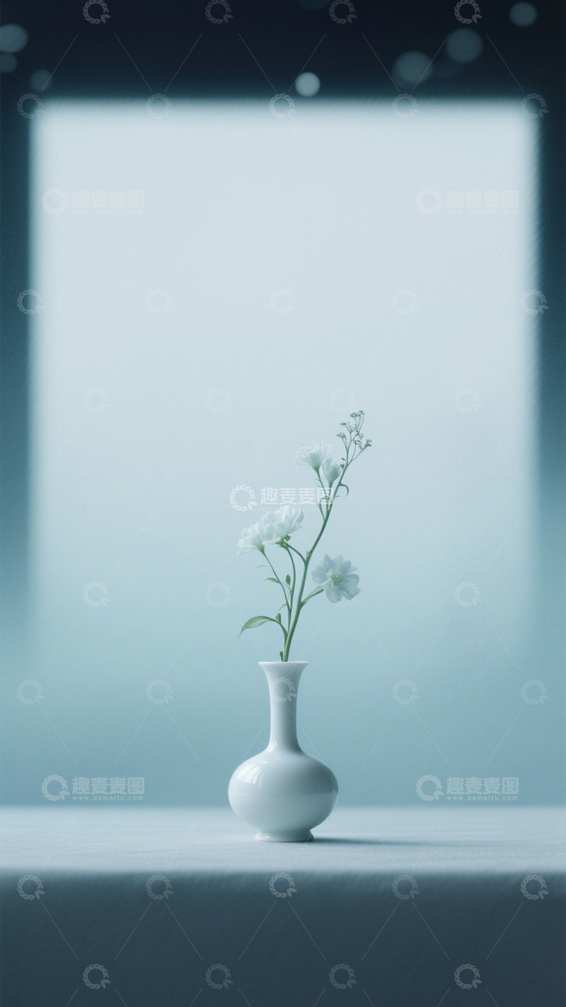 高清大图下载【趣麦麦图】极简风白花瓶小花静物摄影
