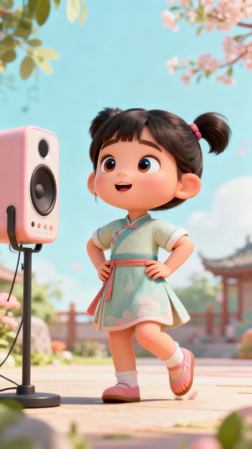 跳舞的可爱动漫小女孩