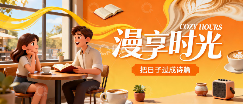 高清大图下载【趣麦麦图】咖啡香里的漫享时光