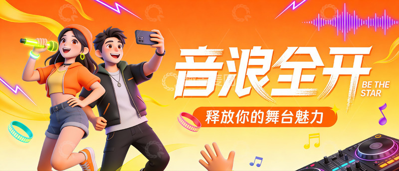 高清大图下载【趣麦麦图】音浪翻涌，舞台上的青春狂欢时刻