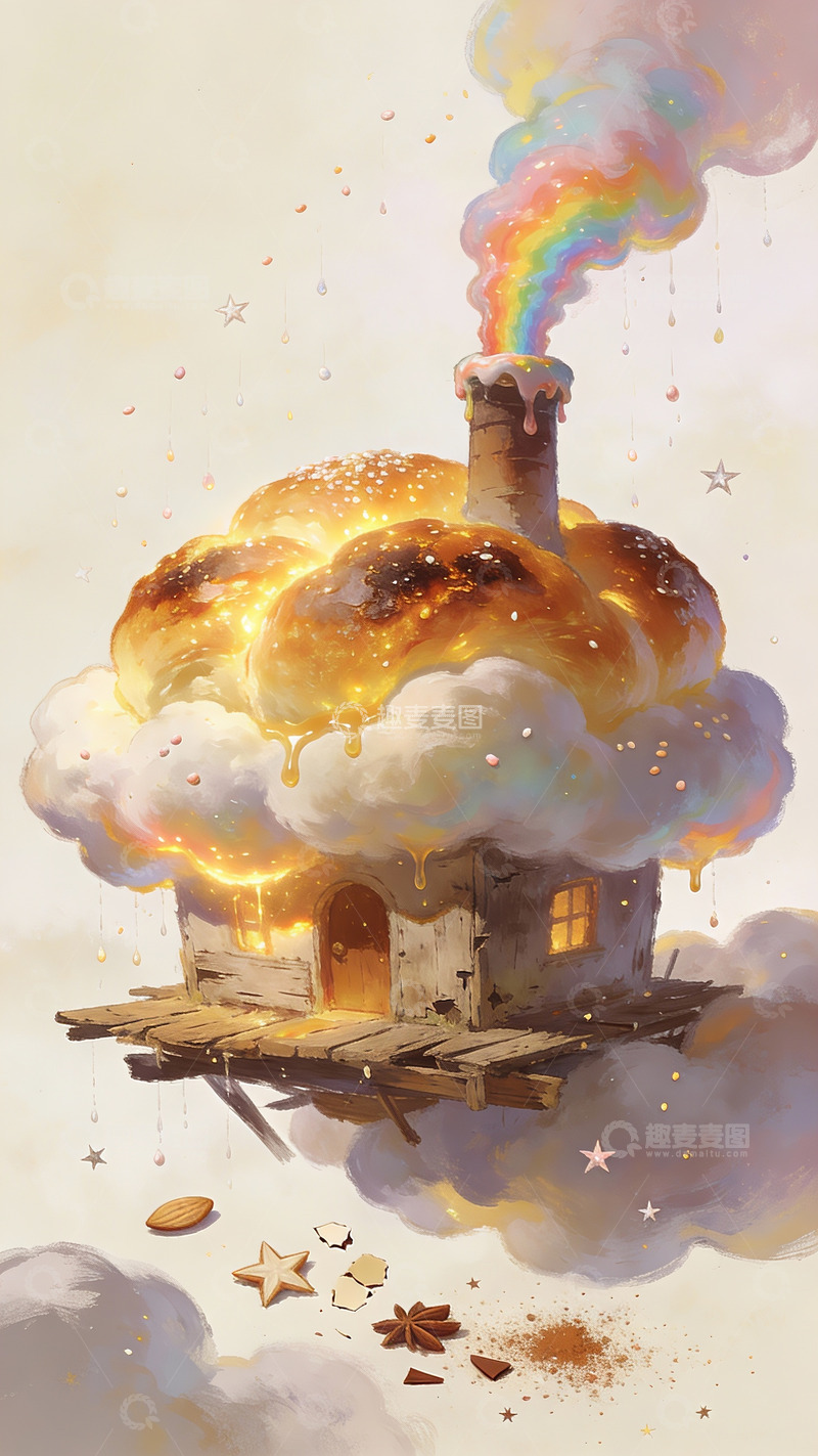 高清大图下载【趣麦麦图】云端面包屋：蜜糖与彩虹的甜味童话
