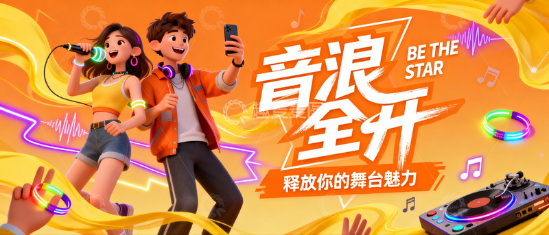 高清大图下载【趣麦麦图】霓虹音浪全开：释放舞台魅力