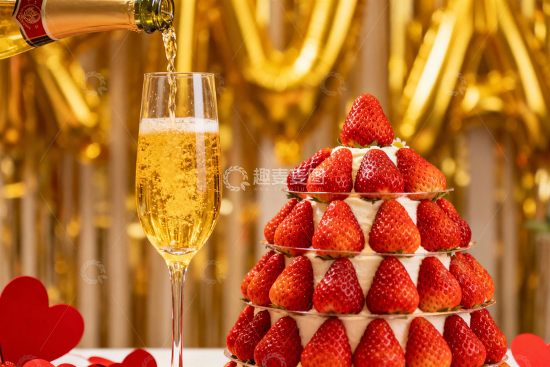 高清大图下载【趣麦麦图】奢华庆典草莓香槟蛋糕摄影