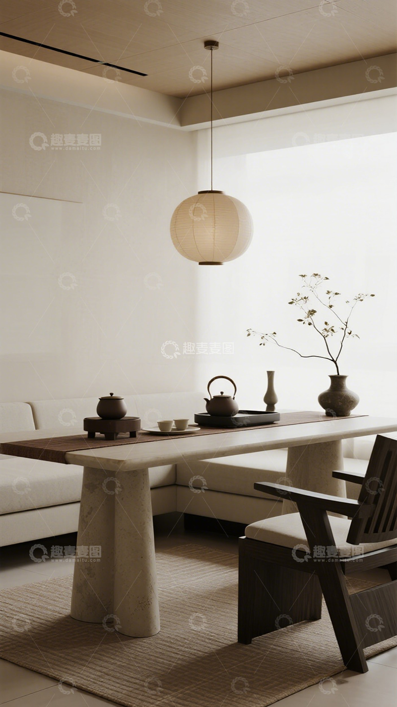 高清大图下载【趣麦麦图】简约中式茶室装修设计图