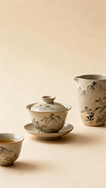 陶瓷茶具山水画风格