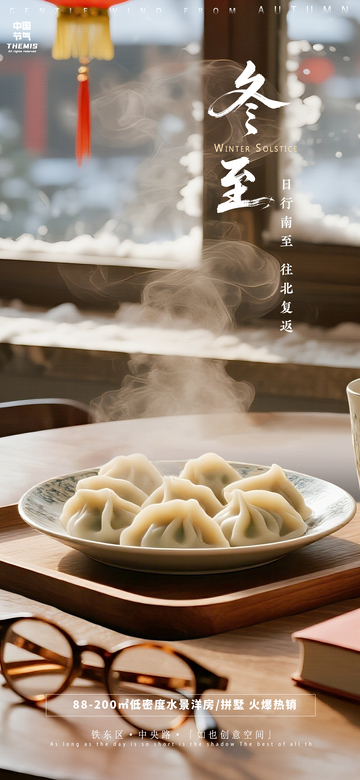 冬至饺子温馨场景海报