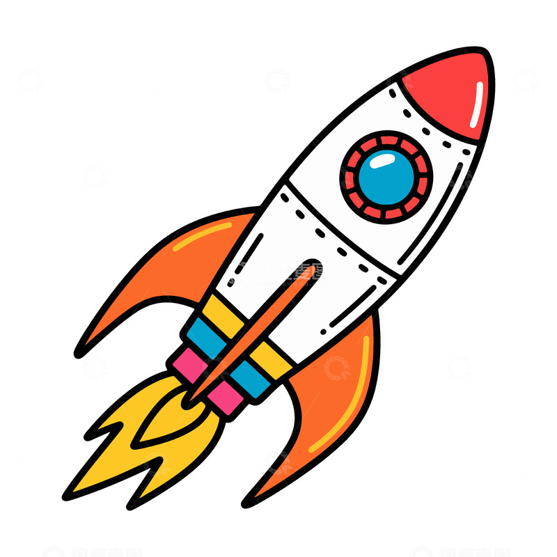 源文件下载【趣麦麦图】卡通火箭发射儿童插画