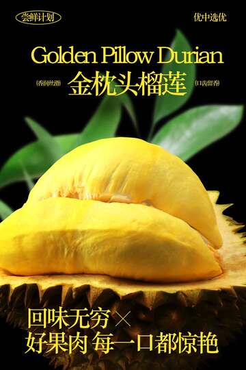 金枕头榴莲水果海报
