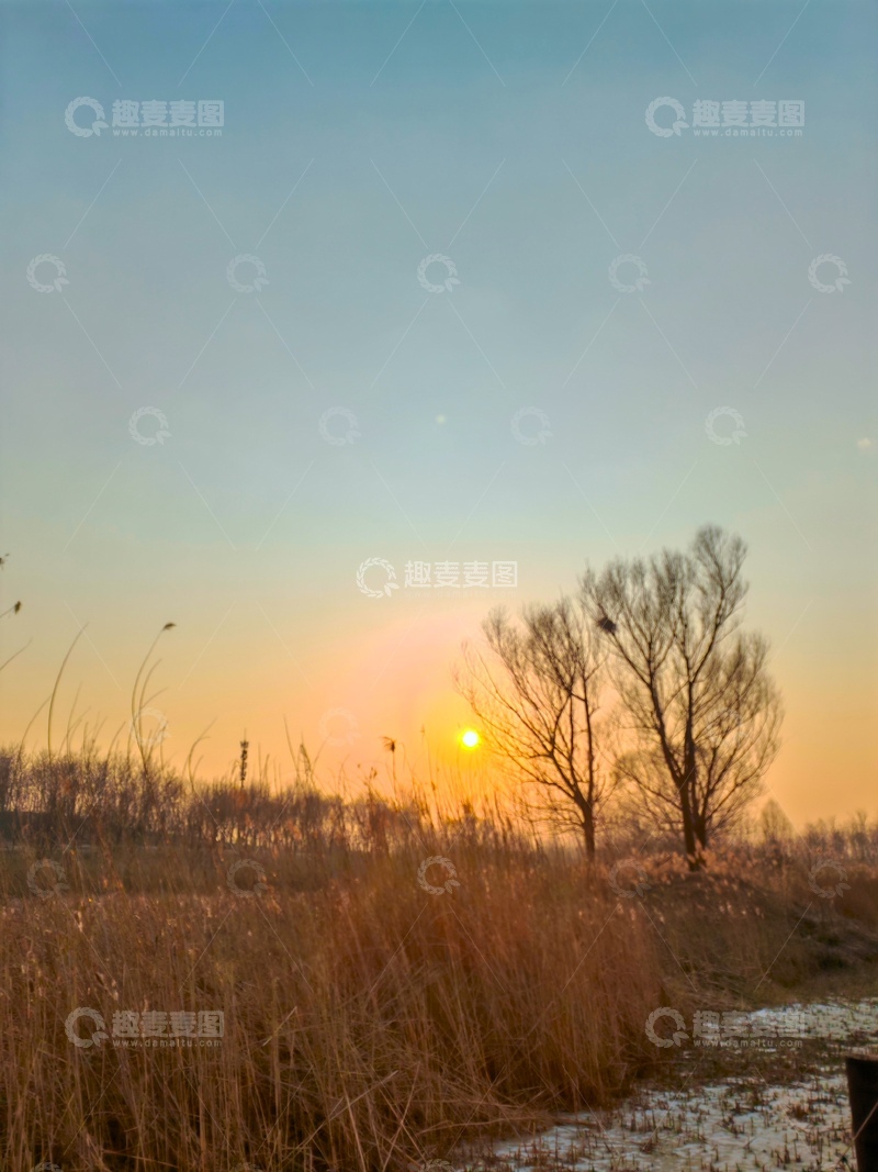 高清大图下载【趣麦麦图】冬日黄昏荒野美景