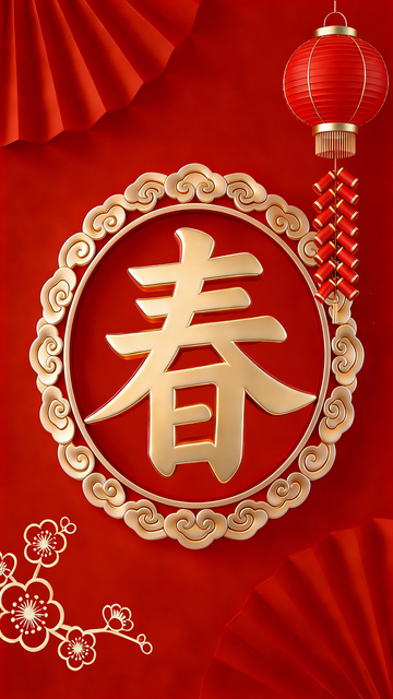 金色春字喜庆新年装饰图案