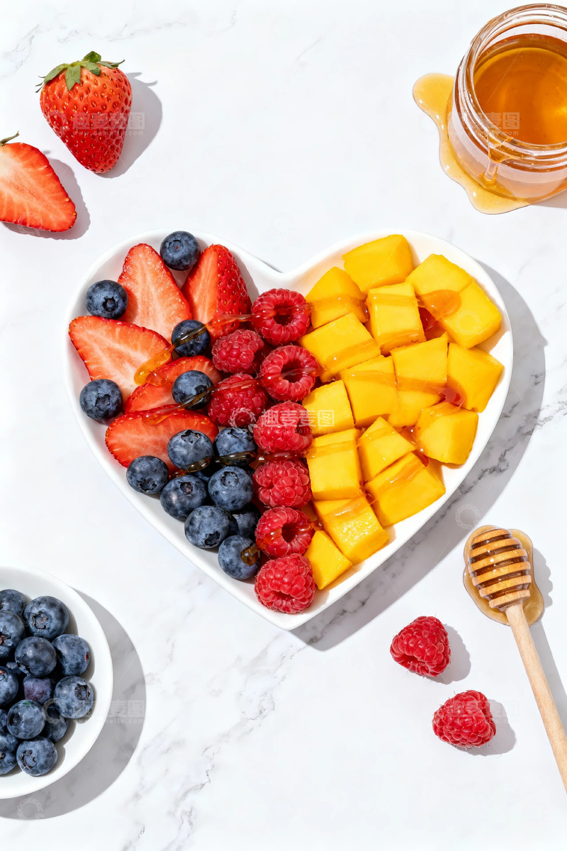 高清大图下载【趣麦麦图】心形果盘缤纷水果美食摄影