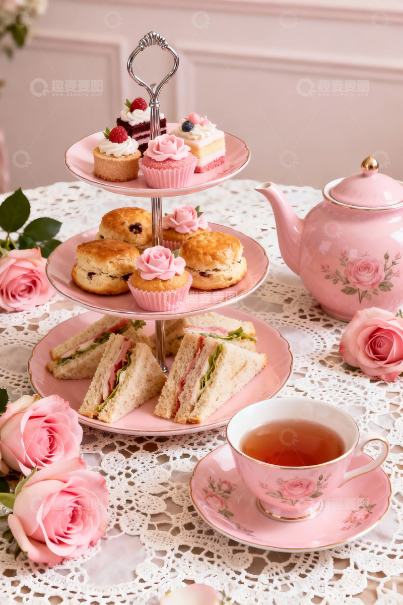 高清大图下载【趣麦麦图】优雅下午茶糕点摄影图