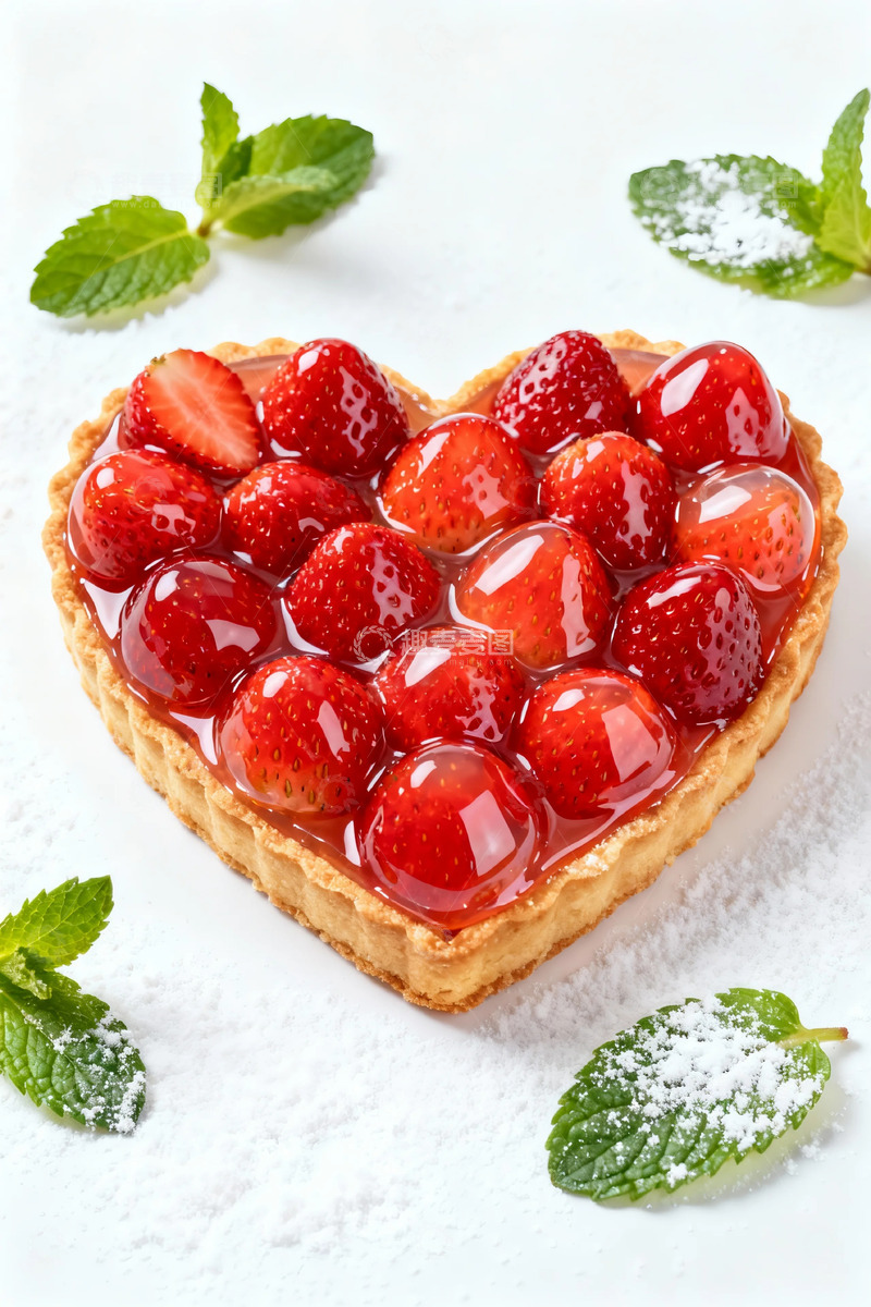 高清大图下载【趣麦麦图】心形草莓果冻挞美食摄影
