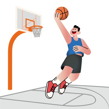 篮球运动卡通风格投篮动作插图