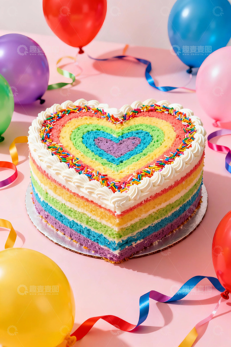 高清大图下载【趣麦麦图】彩虹蛋糕喜庆派对装饰